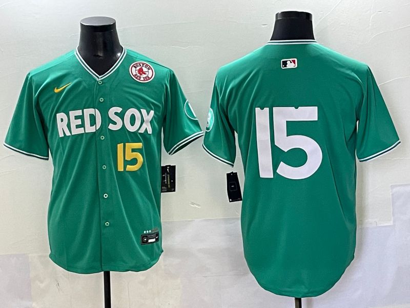 Men 2025 Boston Red Sox #15 No Name Dark Green Joint Name Nike MLB Jersey style 5